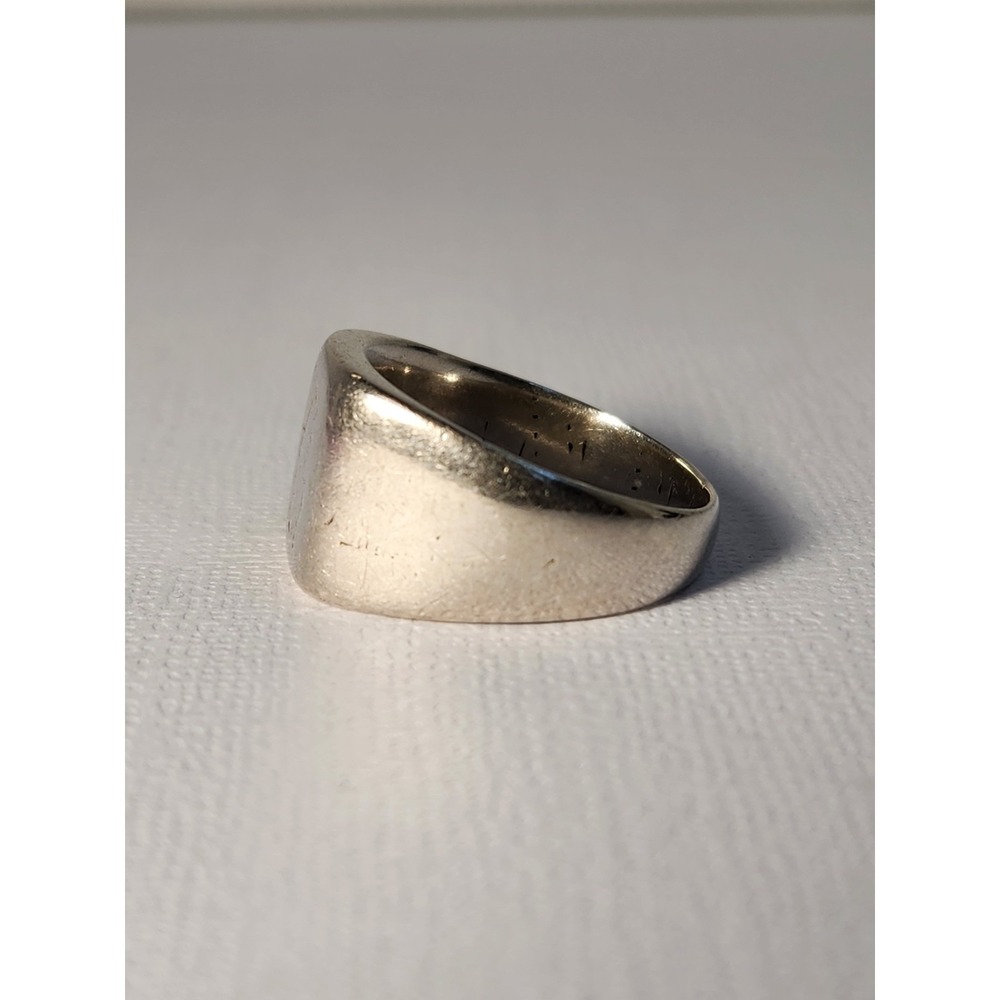 1970's VTG 10K Solid White Gold Signet Ring 9.69g Sz9.25 Navy Vet CPD Estate - Picture 6 of 16
